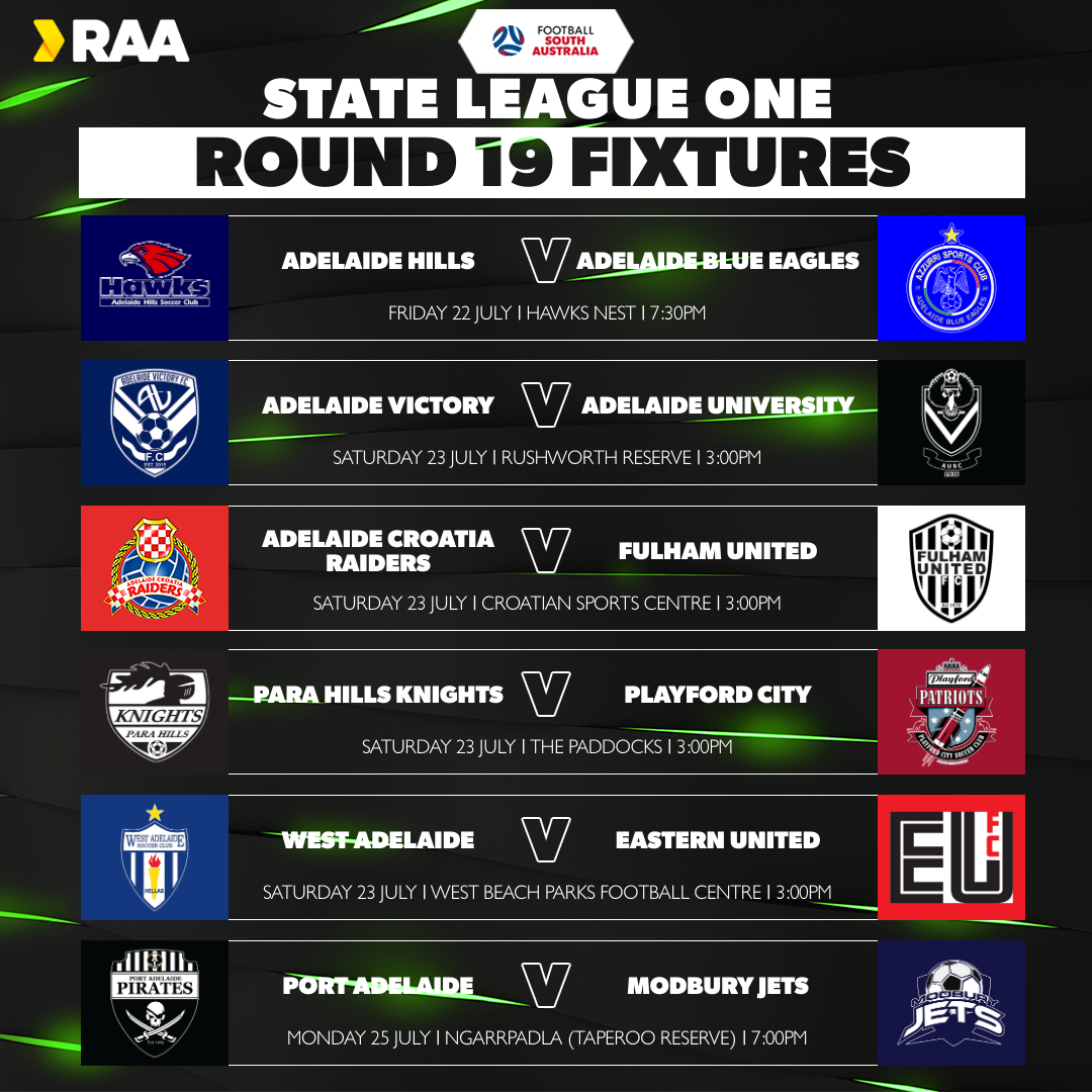 RAA NPLSA & State League Preview Round 19 Football SA RAA NPLSA & State League Preview Round 19 Football SA